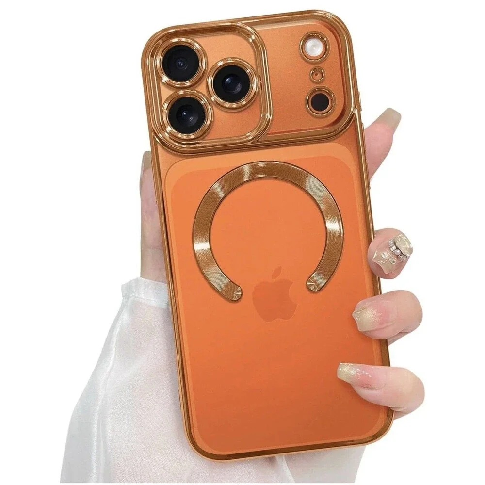 NWT ZIYE iPhone 17 Pro Max MagSafe Magnetic Case Orange Clear Gold Trim TPU